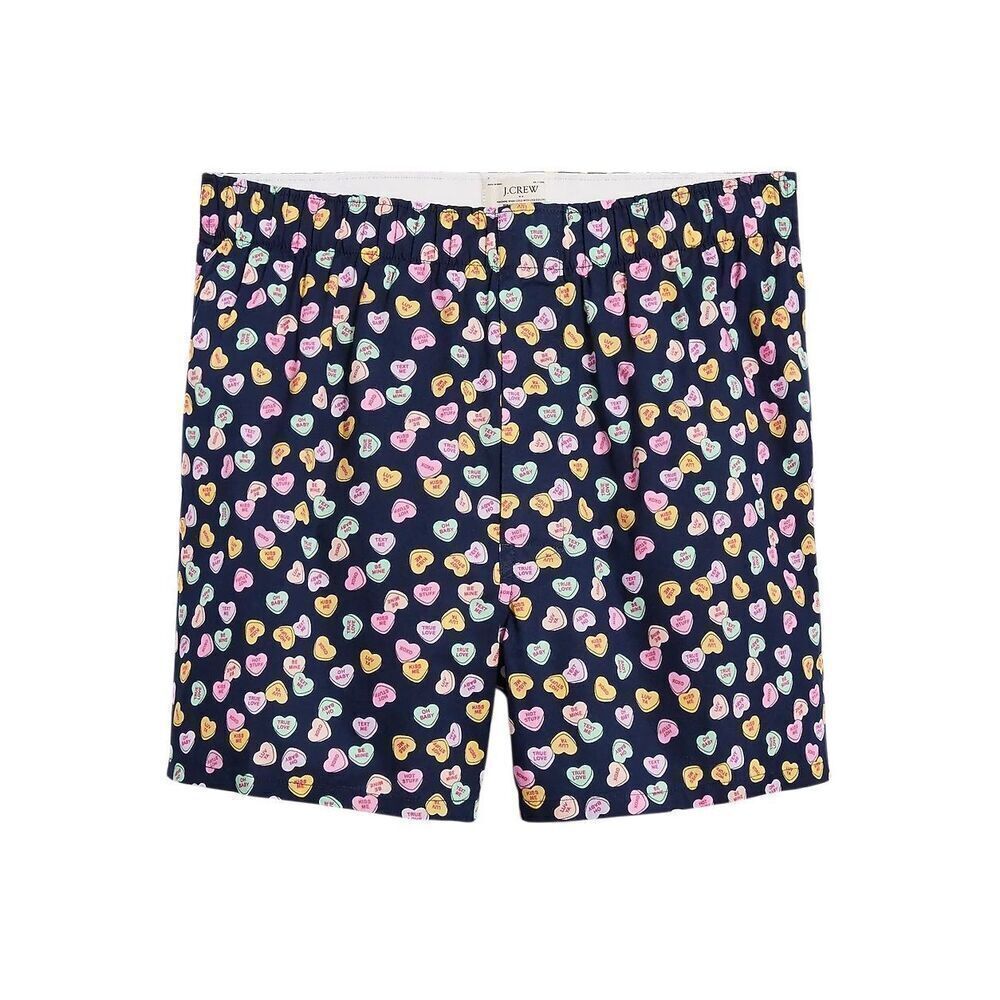 J.Crew Men’s Navy Conversation Heart Boxers M NWT Cotton Poplin